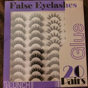 Pop Lunch False Eyelashes with Glue - 20 Pairs